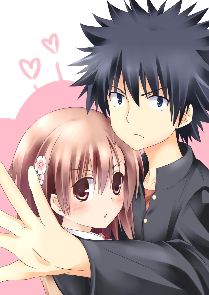 misaka mikoto and kamijou touma (toaru majutsu no index and 1 more) drawn by hisae_(hisae_collect)