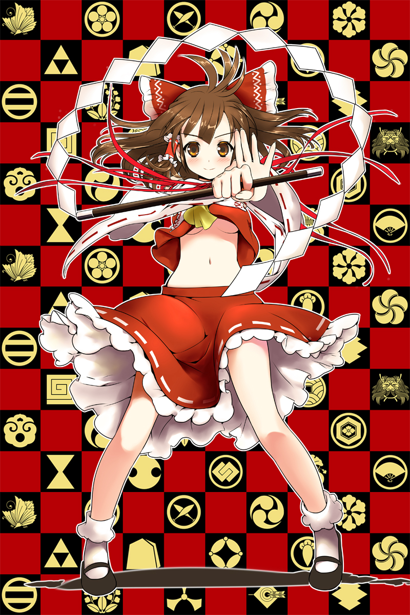 hakurei reimu (touhou) drawn by mahan_(clock_hearts)