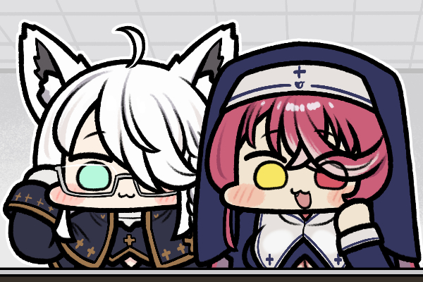 houshou marine and shirakami fubuki (hololive) drawn by jazz_jack