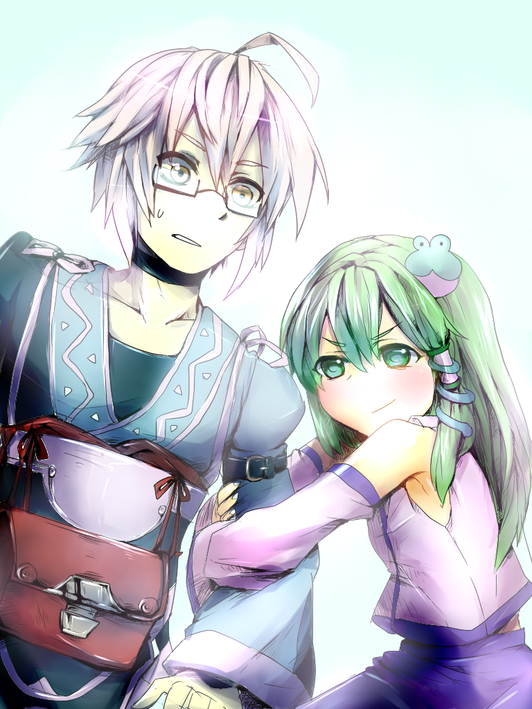 kochiya sanae and morichika rinnosuke (touhou) drawn by yuichiitan