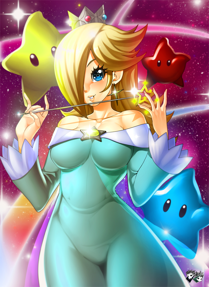 rosalina, luma, and blue luma (mario and 1 more) drawn by jadenkaiba