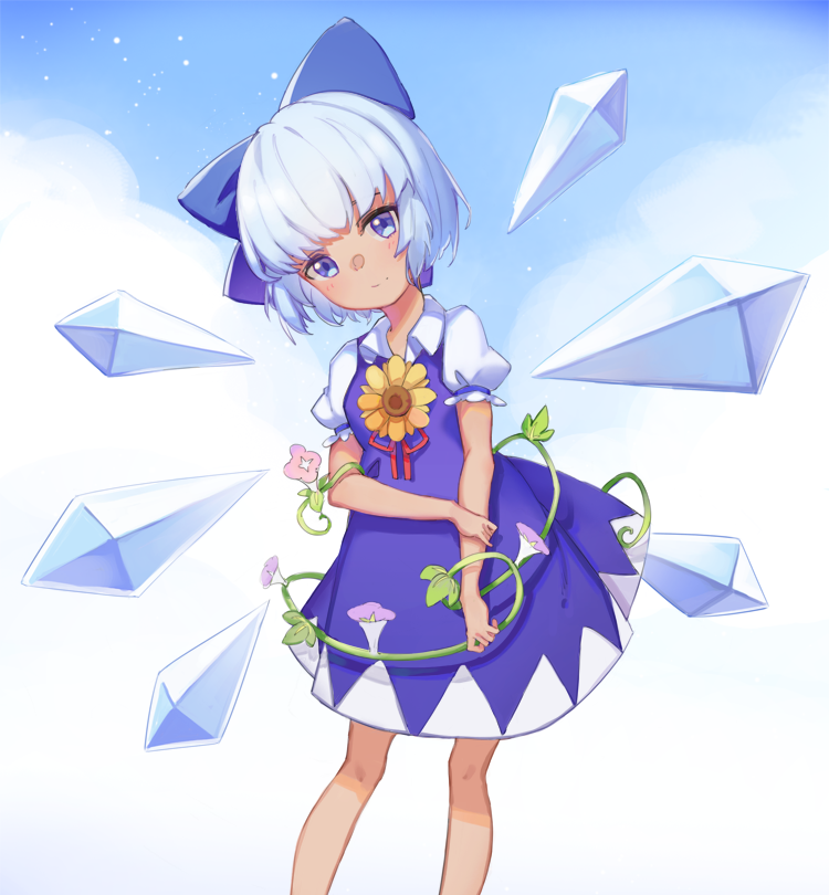 cirno and tanned cirno (touhou and 1 more) drawn by hummingbird_(artist)