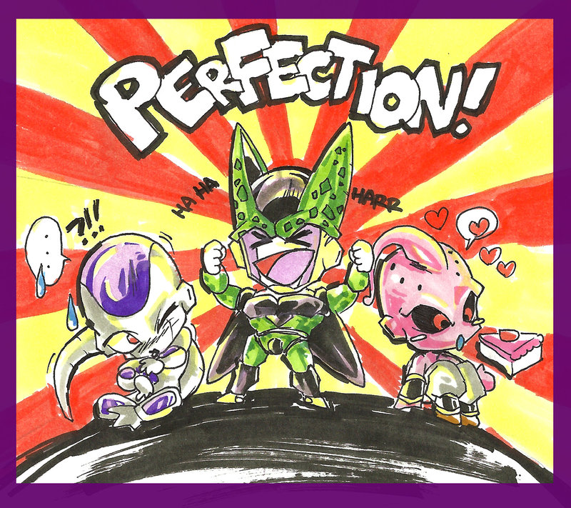frieza, cell, final form frieza, majin buu, perfect cell, and 1 more (dragon ball and 1 more) drawn by sanitrance