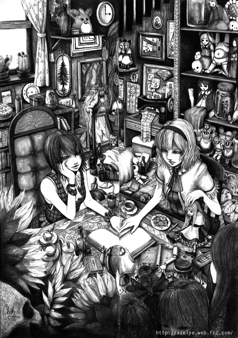konpaku youmu, alice margatroid, kazami yuuka, shanghai doll, and furby (touhou and 1 more) drawn by hane_(azelye)
