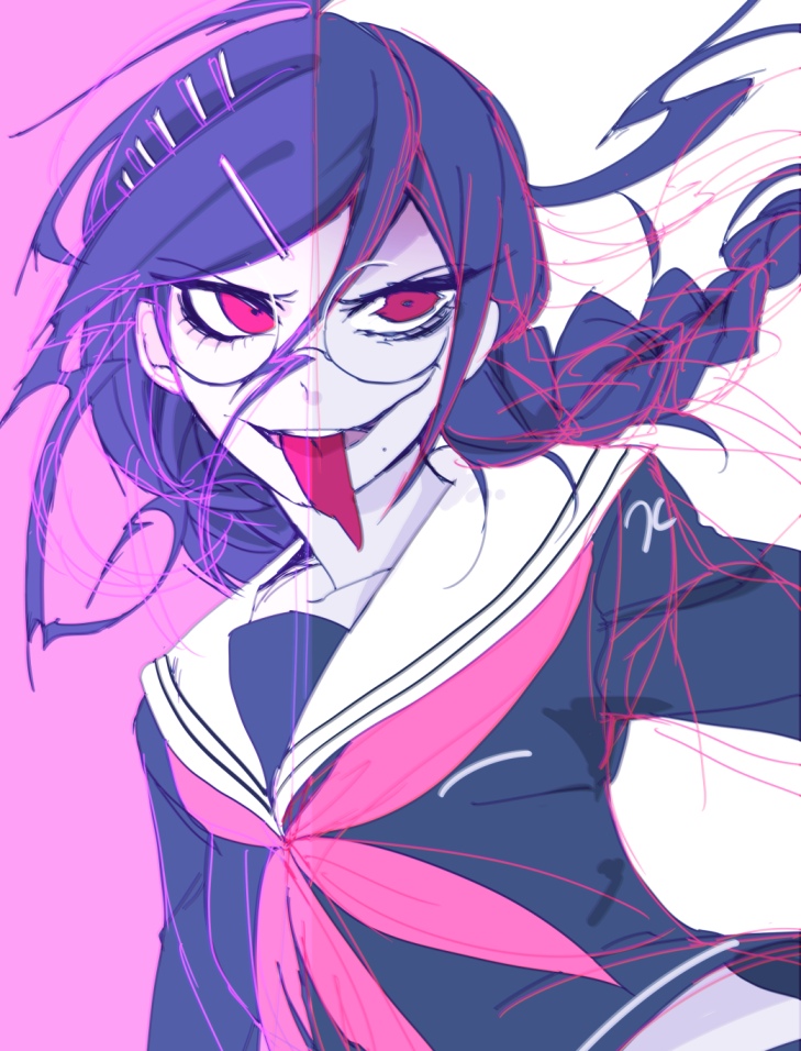 fukawa toko and genocider shou (danganronpa and 1 more) drawn by chiyo_(min0yoko)