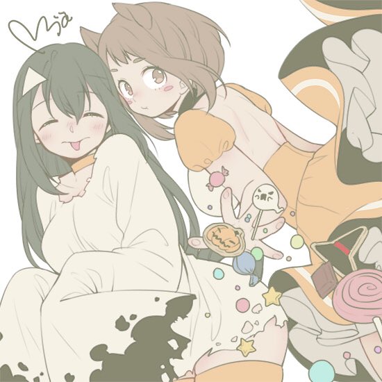 uraraka ochaco and asui tsuyu (boku no hero academia) drawn by mia0309