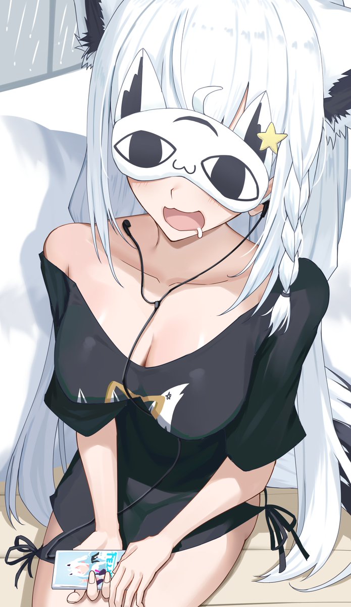 shirakami fubuki, miteiru, and nejima kitsune (hololive) drawn by kirimoya
