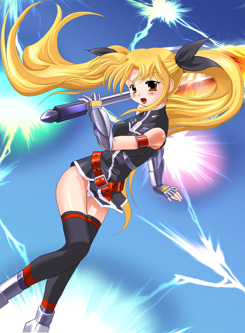fate testarossa and bardiche (lyrical nanoha and 1 more) drawn by pastel_(pastel_koubou)