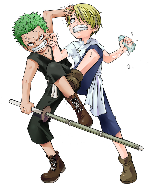 roronoa zoro and sanji (one piece) drawn by kumahoyoyo