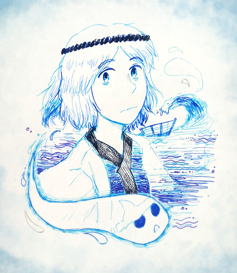 fujiwara no iyozane and ghost (len'en) drawn by yamanoskk