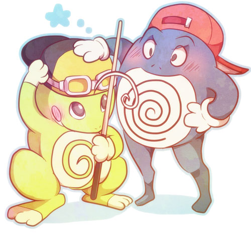 red, ethan, politoed, and poliwrath (pokemon and 1 more) drawn by atom_(@tom)