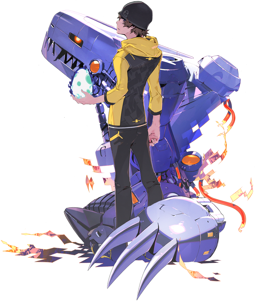 mugendramon and protagonist (digimon and 1 more) drawn by taiki_(luster)