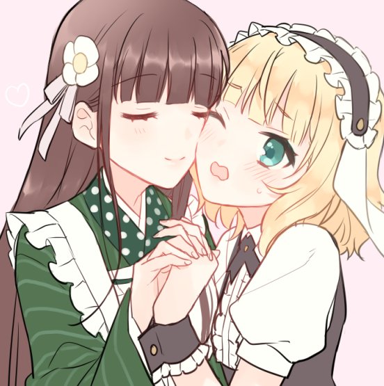 kirima syaro and ujimatsu chiya (gochuumon wa usagi desu ka?) drawn by inoue_mikuni
