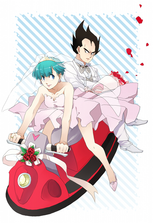 vegeta and bulma (dragon ball and 1 more) drawn by pinki_(shounenkakuseiya)