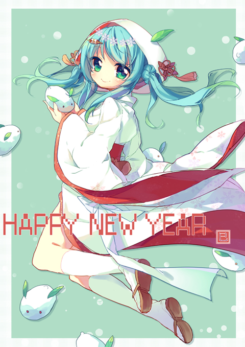 hatsune miku and yuki miku (vocaloid) drawn by pf