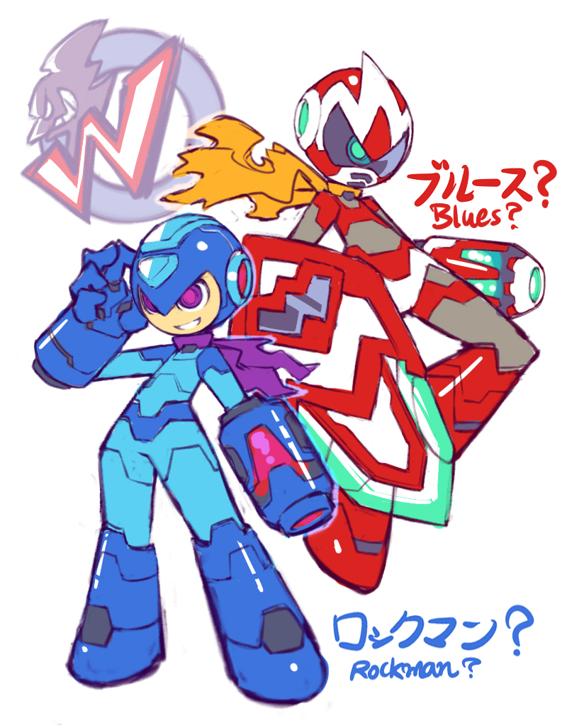 mega man, proto man, break man, and mega man? (mega man and 2 more) drawn by iikoao