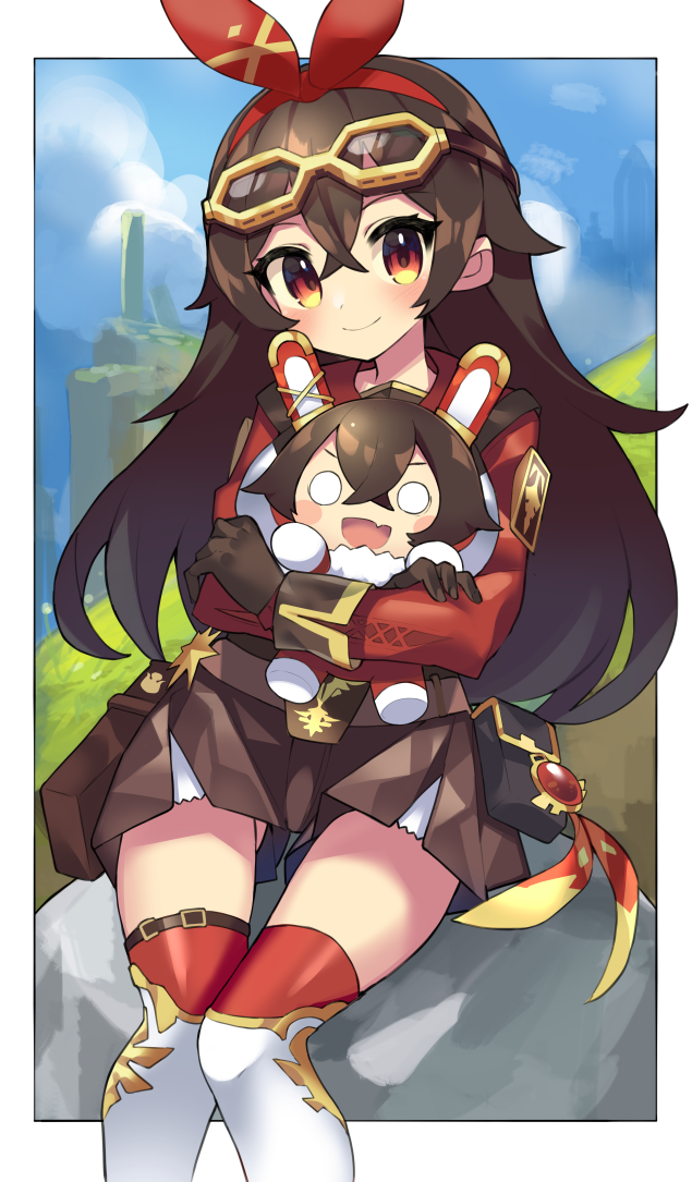 amber and baron bunny (genshin impact) drawn by sakaki_(utigi)
