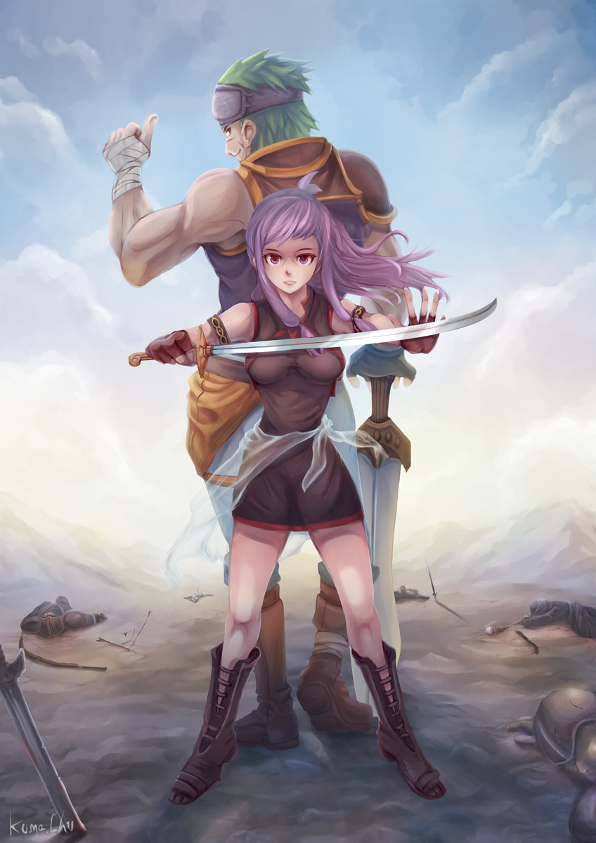 marisa and gerik (fire emblem and 1 more) drawn by kumachu_(bearjian)