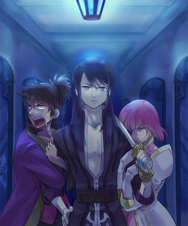 yuri lowell, estellise sidos heurassein, and raven (tales of and 1 more) drawn by osamu_(745643)