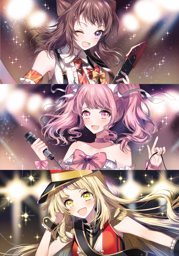 tsurumaki kokoro, maruyama aya, and toyama kasumi (bang dream!) drawn by nennen
