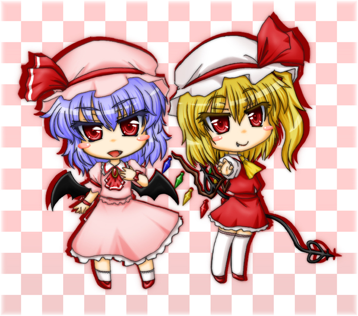 remilia scarlet and flandre scarlet (touhou) drawn by sebasu