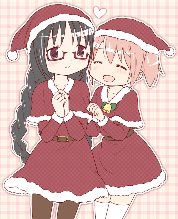 akemi homura and kaname madoka (mahou shoujo madoka magica) drawn by idu_michito