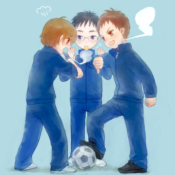 ayase chihaya, mashima taichi, and wataya arata (chihayafuru) drawn by lazy_rabbit