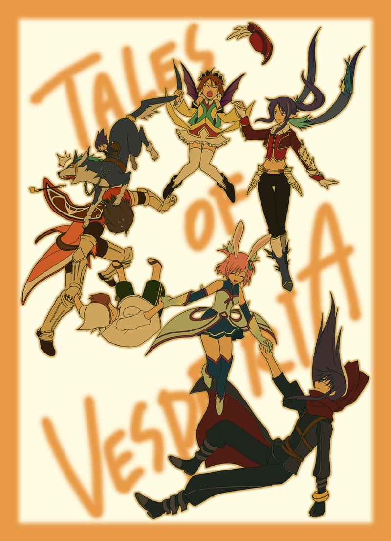 yuri lowell, estellise sidos heurassein, rita mordio, repede, karol capel, and 3 more (tales of and 1 more) drawn by chiroro