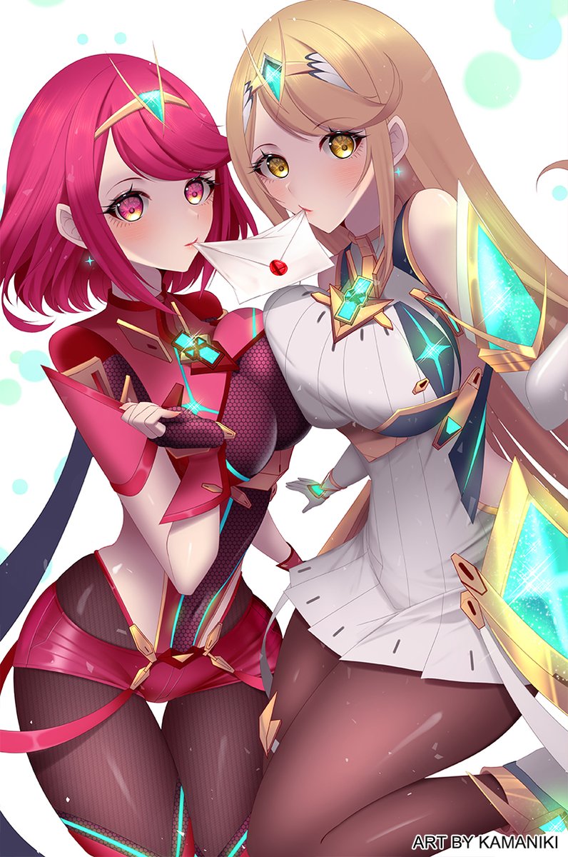 pyra and mythra (xenoblade chronicles and 2 more) drawn by kamaniki