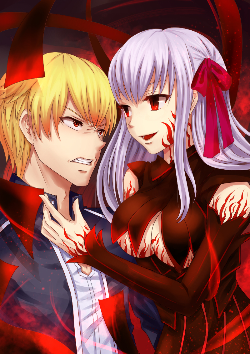 gilgamesh, matou sakura, and dark sakura (fate and 1 more) drawn by neko_kuriya