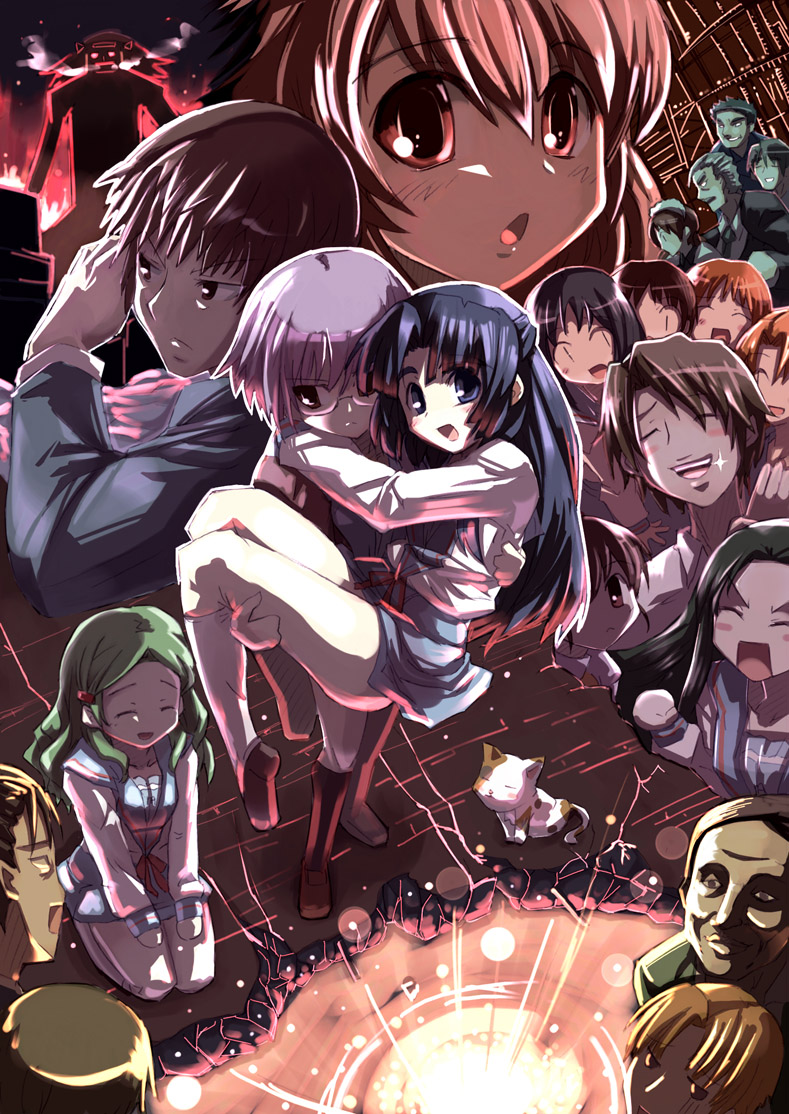 nagato yuki, asahina mikuru, kyon, asakura ryoko, koizumi itsuki, and 12 more (suzumiya haruhi no yuuutsu) drawn by tokyo_(great_akuta)