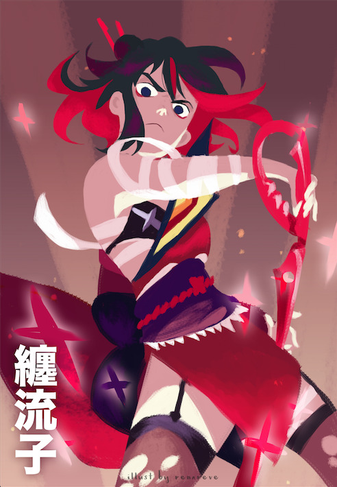 matoi ryuuko and senketsu (kill la kill) drawn by renareve