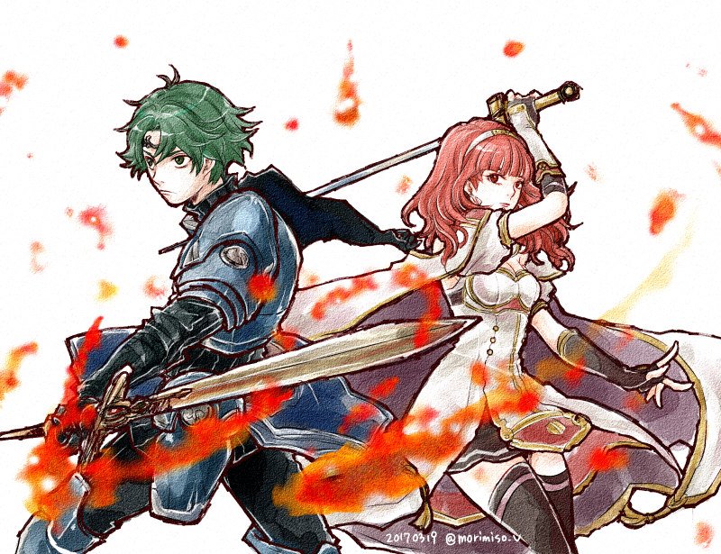 celica and alm (fire emblem and 2 more) drawn by insarability