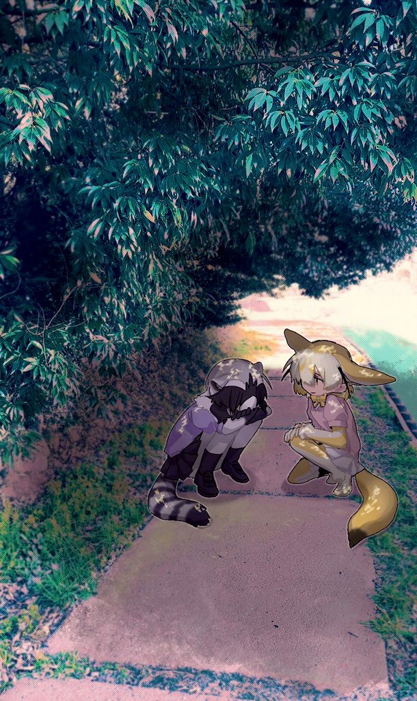 common raccoon and fennec (kemono friends) drawn by jmeysan