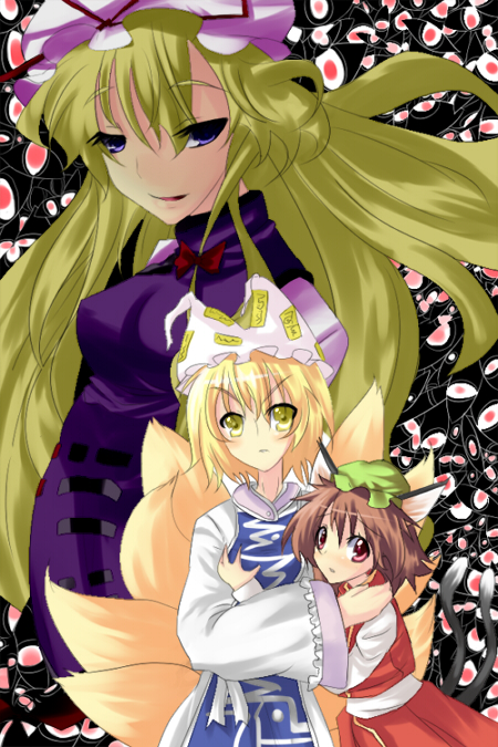yakumo yukari, yakumo ran, and chen (touhou) drawn by ootsuki_ichiru