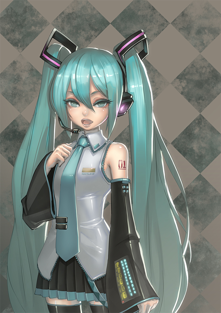 hatsune miku (vocaloid) drawn by aro_(charged_time_out)