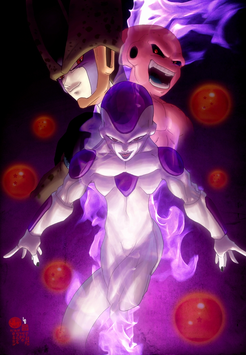 frieza, cell, final form frieza, majin buu, perfect cell, and 1 more (dragon ball and 1 more) drawn by limandao