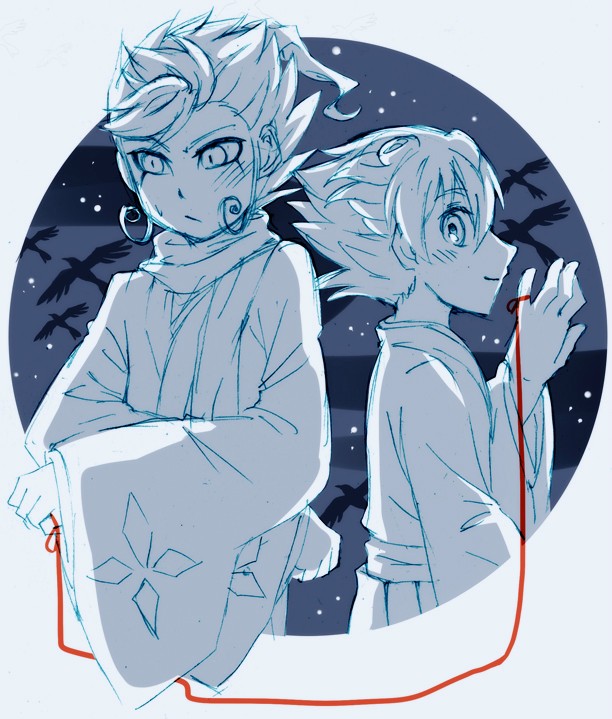 matsukaze tenma and tsurugi kyousuke (inazuma eleven and 1 more) drawn by cr72