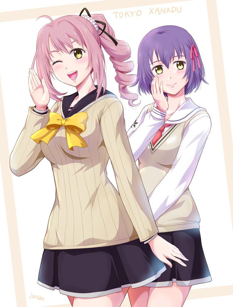 ikushima sora and kugayama rion (tokyo xanadu) drawn by xiacheng_tatsuya