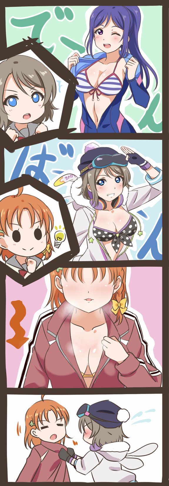 watanabe you, takami chika, and matsuura kanan (love live! and 2 more) drawn by ankara_(ko_ruto3)