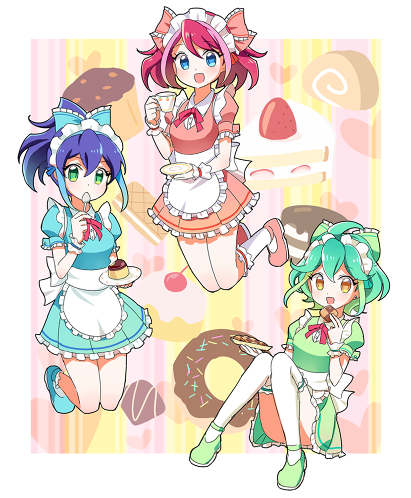 hiiragi yuzu, serena, bracelet girls, and rin (yu-gi-oh! and 1 more) drawn by joman