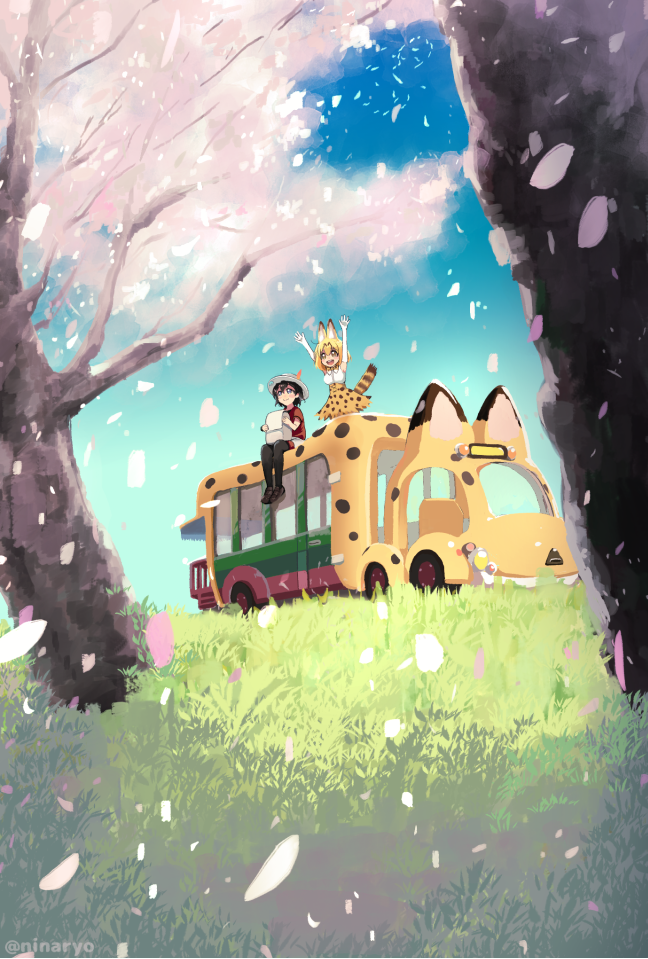 serval and kaban (kemono friends) drawn by niina_ryou