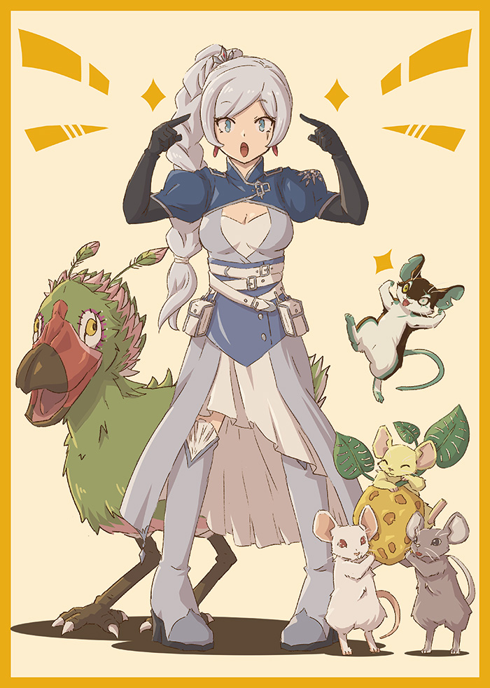 weiss schnee and mouse leader (rwby) drawn by moai_(moai_world)