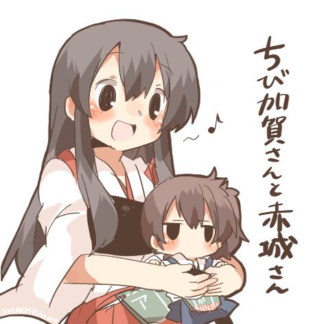 kaga and akagi (kantai collection) drawn by rebecca_(keinelove)
