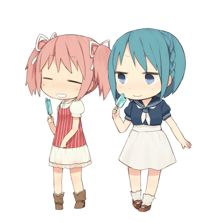 kaname madoka and miki sayaka (mahou shoujo madoka magica) drawn by tsuduya_(knt31)