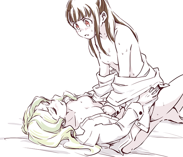 kagari atsuko and diana cavendish (little witch academia) drawn by tonton_(mathcaca24)