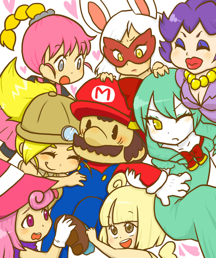 mario, vivian, paper mario, goombella, bow, and 5 more (mario and 4 more) drawn by marisu