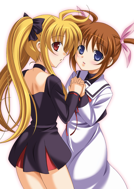 fate testarossa and takamachi nanoha (lyrical nanoha and 1 more) drawn by aoi_masami