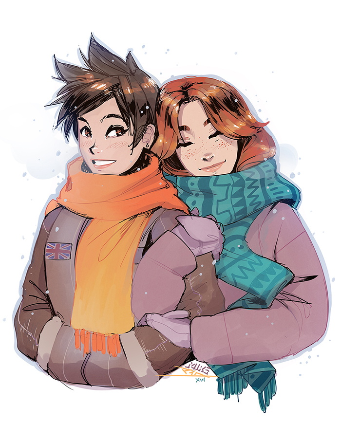 tracer and emily (overwatch and 1 more) drawn by vashperado