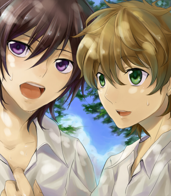 lelouch vi britannia and kururugi suzaku (code geass) drawn by isumimax